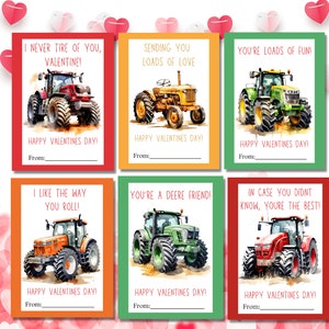 Tractor valentine, Boy valentine cards, classroom valentines, kids class valentines, Valentines day card set, Teacher valentine printable