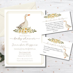 Storybook Goose Baby Shower Invitation Bundle: Gender Neutral Duck Theme