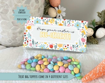 Pastel easter treat bag topper, Easter treat bag toppers, Happy Easter Treat Bag Tag, Easter cookie bag toppers, Candy Bag Toppers Printable