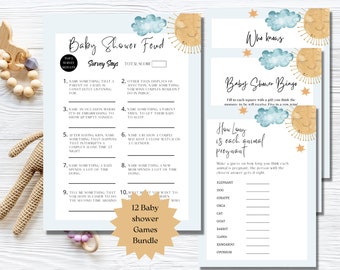 Sunshine Baby Shower Game Pack: Boho Son Theme (Digital Download)