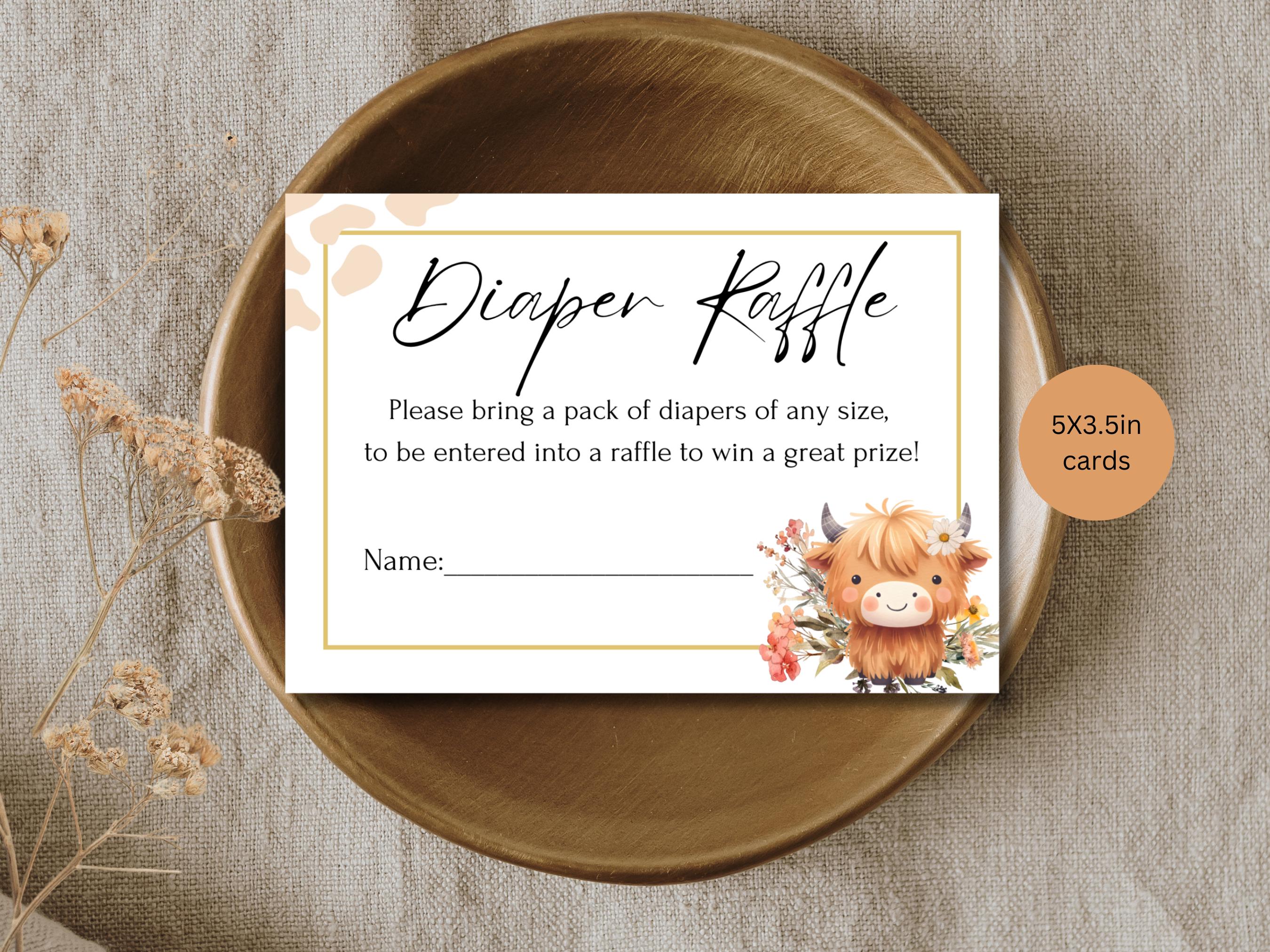 Dancing Cow Raffle Highland Cow Baby Shower Diaper Raffle Card, Highland Cow Baby Shower ...