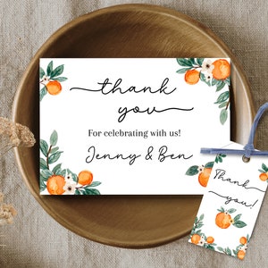 A little cutie is on its way thank you card, Little cutie favor tags, little cutie thank you tags, Orange Clementine Baby Shower Favor Tag
