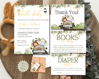 Safari Baby Shower Invitation Bundle: Jungle Animals (Digital Download)
