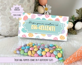 Pastel Easter Treat Bag Topper: Happy Easter Cookie Tag (Printable)