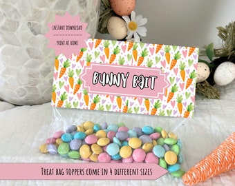 Adorno para bolsa de dulces de Pascua con forma de conejito: Etiqueta imprimible para dulces (descarga digital)