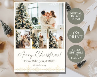 Customizable Christmas Photo Card Template 5x7 (Digital Download)