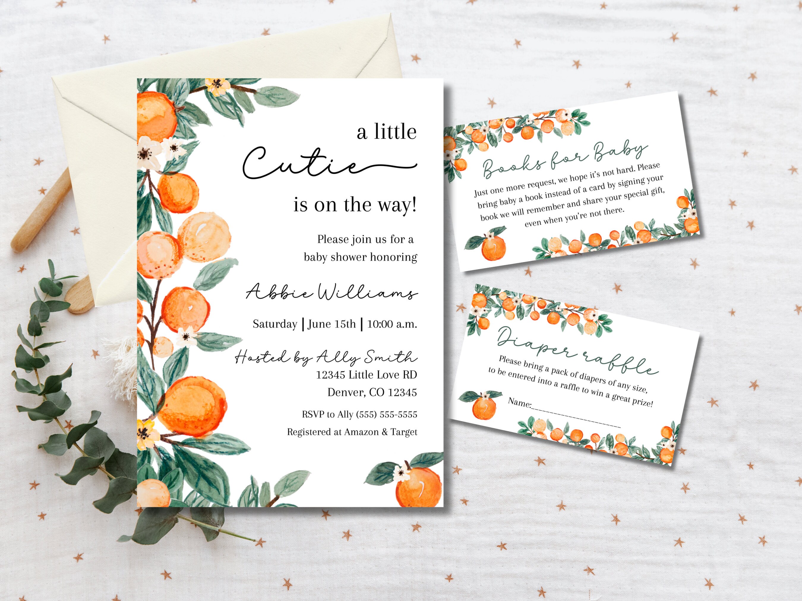 A Little Cutie is on the Way Invitation Bundle, A Little Cutie is on