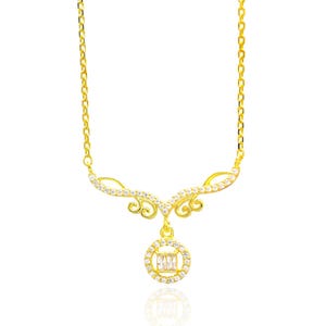 925 Sterling Silber Halskette Gold Rose, Rhodium überzogene kurdische assyrische Halskette