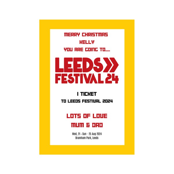 Leeds/Glastonbury/Reading  Festival 2024 Surprise Poster Reveal A4