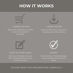 Instructions on how to purchase, edit, and download these social media templates for bookworms.