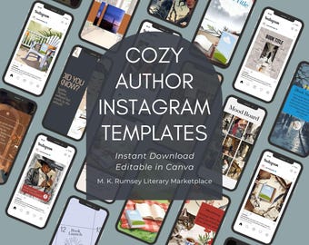 Cozy Bookstagram Templates | Author Social Media Pack With 80 Editable Canva Posts & Stories for Readers and Writers