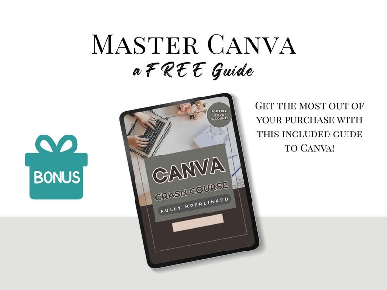 Bonus Master Canva guide, featuring a crash course for book content creators on social media platforms.