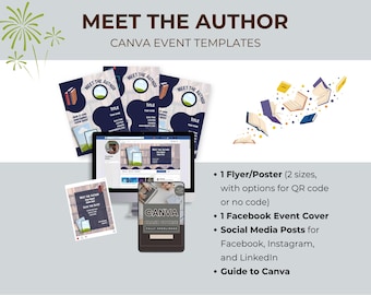 Meet The Author Event Templates, Writer Templates For Marketing & Book Signing Graphics