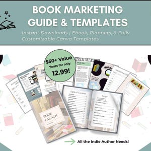 Indie Author Marketing Kit | Book Launch Guide, KDP Templates, Canva Planner Worksheets, Self Publishing