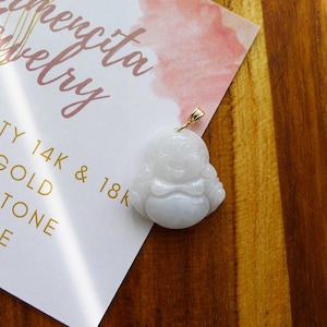 Jade Buddha Pendant 14K Real Gold Jade Pendant Natural Genuine Stone Buddha | Buddha Lucky Charm | Protection | Dainty Charm | Blessing