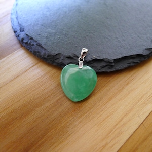 Jade Heart Pendant 925 Silver Bail Gift for Mom Natural Jade Heart Pendant Dainty Jewelry Minimalist Charm Pendant for Necklace Stone Charm