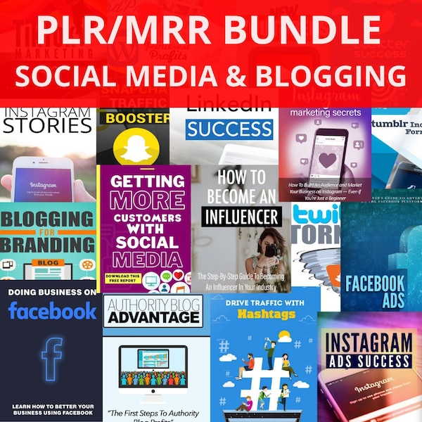 702 Social Media & Blogging PLR/MRR Ebooks Bundle - Facebook, Instagram, Pinterest, Twitter, Youtube, TikTok, Podcasting, Snapchat, etc.