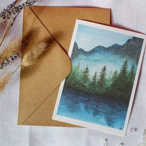 Carte postale foret de montagne - A6 - nature - Impression illustration Aquarelle