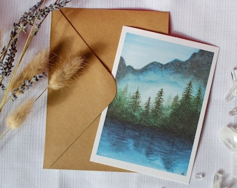Carte postale foret de montagne - A6 - nature - Impression illustration Aquarelle