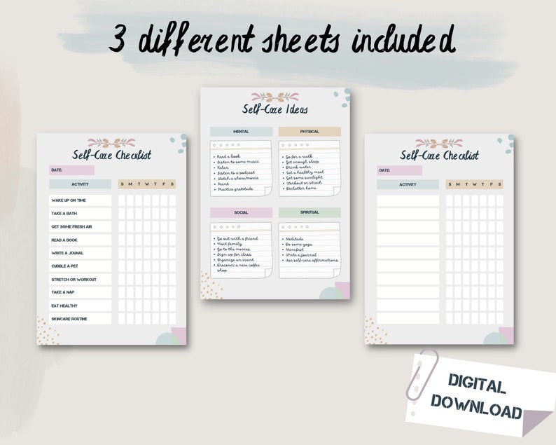 Self Care Checklist Printable, Self Care Planner Printable, Routine ...