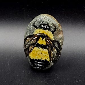 Hand-Painted Bee Stone: Lake Erie Art, Garden Decor