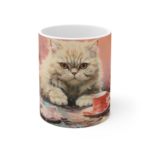 Cat's Coffee Craving - Adorable Cat Coffee Mug for Feline Enthusiasts - Ceramic Mug 11oz