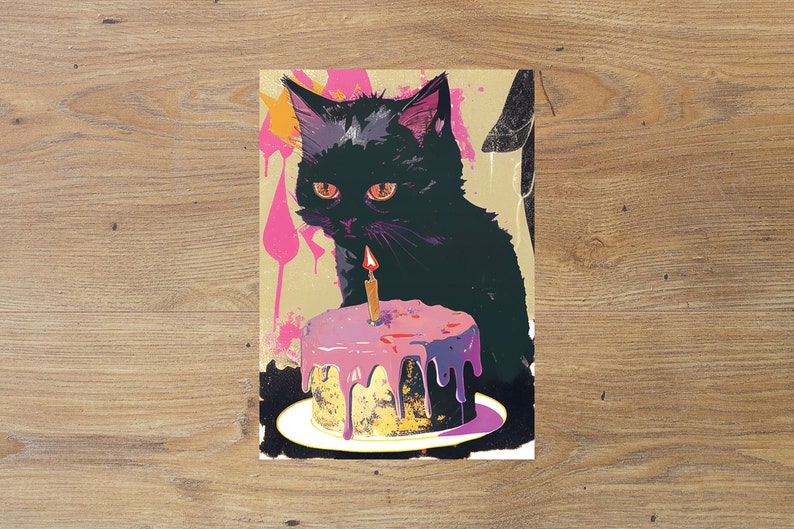 Birthday Card For Cat Lover Printable Greeting Card Cat Lady Card 