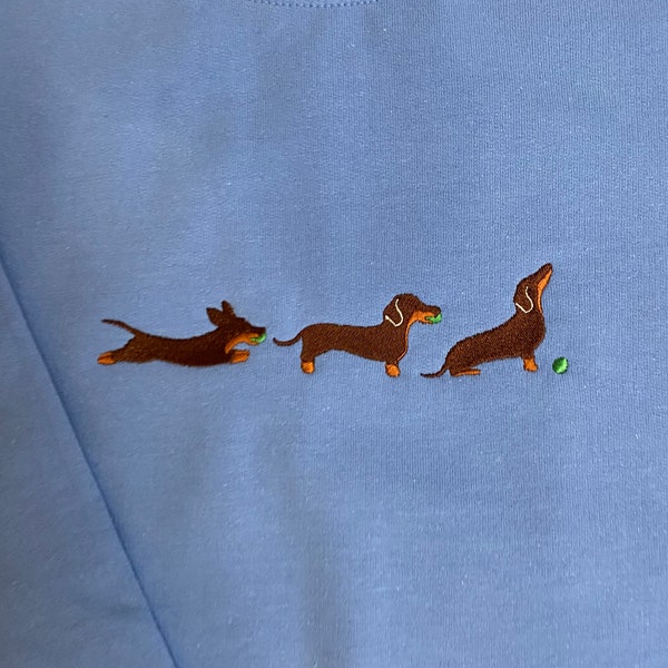 Dachshund with Ball Embroidered Sweatshirt