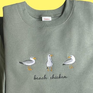 Beach Chicken (Seagull) Embroidered Sweatshirt