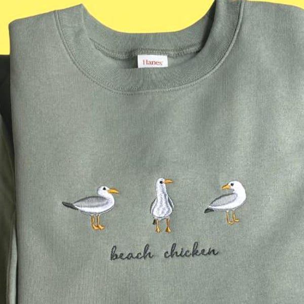 Geborduurd sweatshirt met strandkip (zeemeeuw)