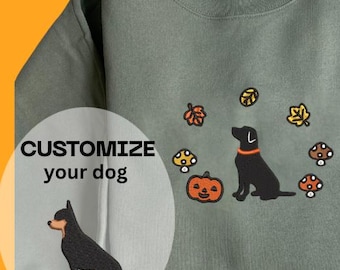 Dog Celebrating Fall Embroidered Sweatshirt - Customizable