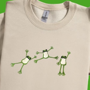 Frog Lover's Embroidered Sweatshirt