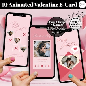 Editable Digital Valentine Card Template, Animated Valentine E-Card Template, Photo Collage Valentine Card, DIY Valentine’s Day Gift for Her