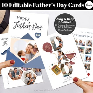 Editable Father’s Day Cards Templates, Printable Photo Fathers Cards Digital Greeting Cards Templates, Custom Happy Father’s Day Gift DIY