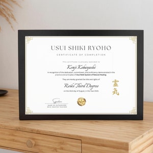 Editable Reiki Certificate of Completion, Usui Shiki Ryoho Reiki ...
