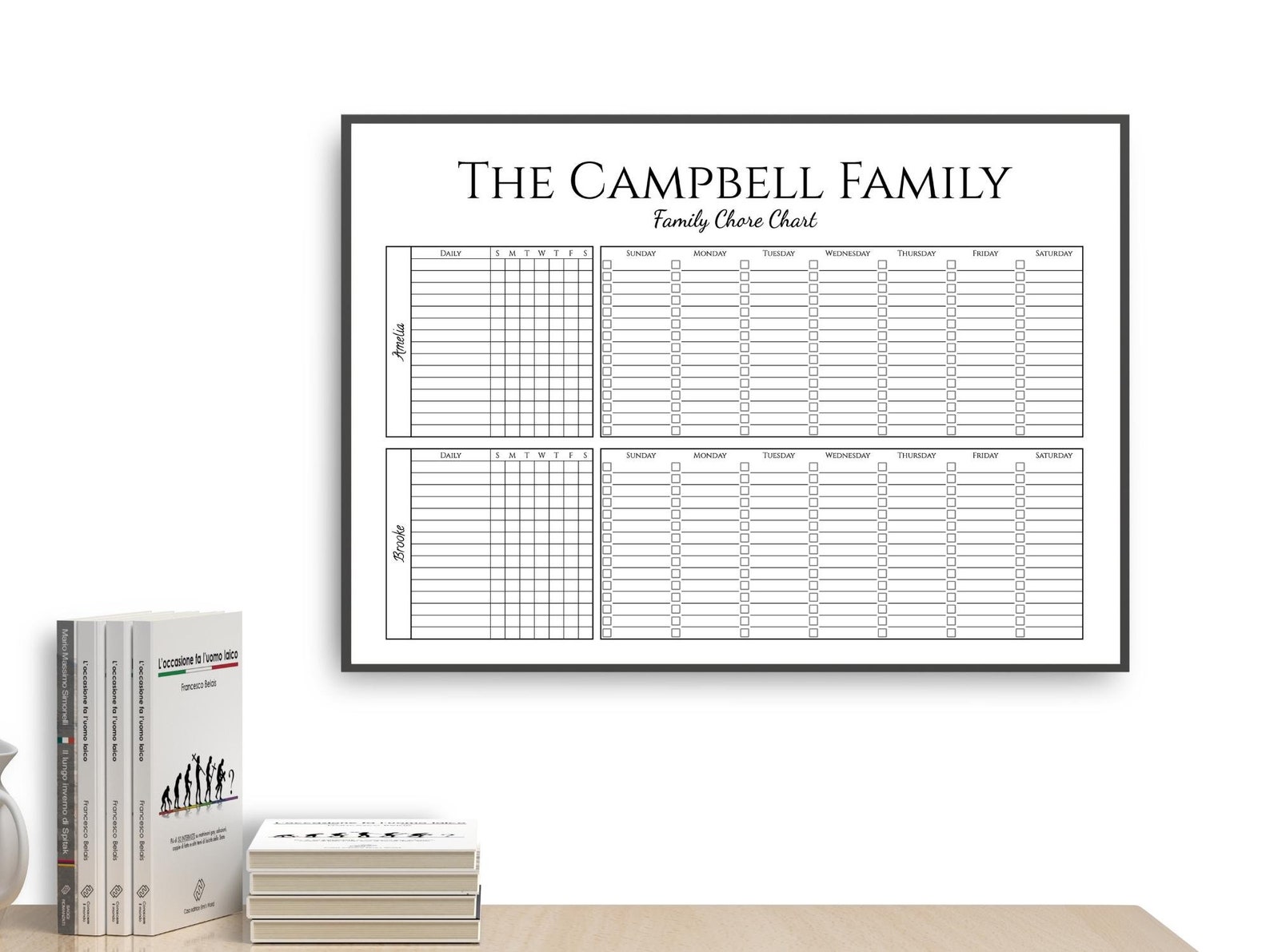 Editable Family Chore Chart Printable, Editable Google Sheets Template ...