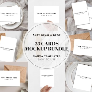 25 Drag and Drop Greeting Card Mockup Bundle, Editable Canva Template, Invitation Card Mockup, 4x6 Card, 5x7 Card Mockup - Digital Download