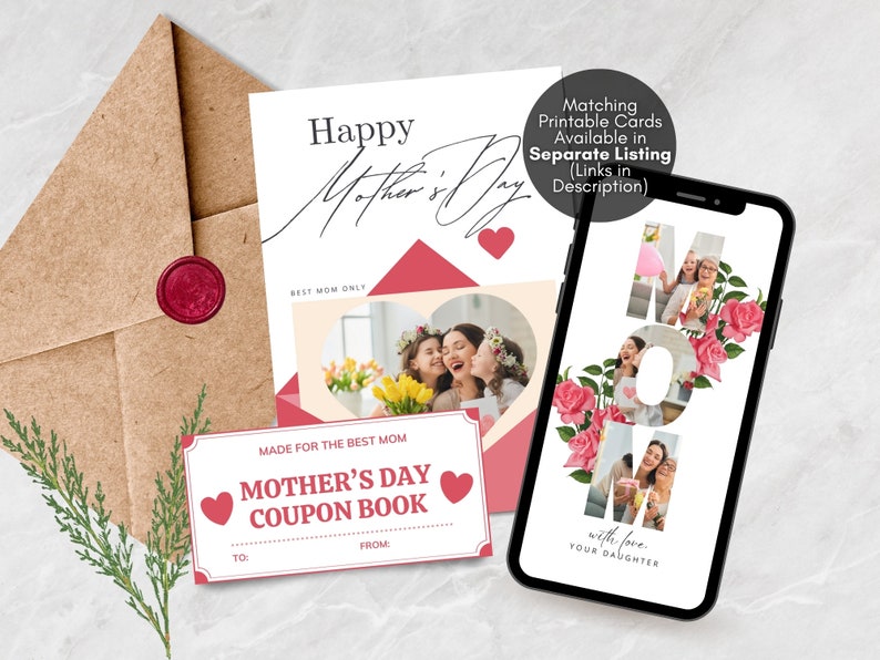 Editable Digital Mothers Day Cards Template, Animated Happy Mothers Day E-Card Template, Photo Collage Mothers Day Cards, Custom Mothers Day Greeting Cards Templates, Personalized Gift for Mom, Mobile Mothers Day Card Animation Video with Music GIF