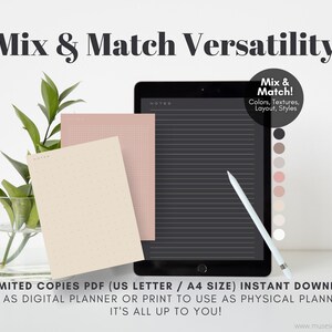 Digital Note Paper, Printable Note Pages Planner Insert, Note Taking Template, Lined Paper, Grid Paper, Dotted Paper, Blank Note Pad, Paper Texture, A4 PDF Digital Download,  Printable Writing Paper, Notes Printable, Lined Notes Pages Inserts, A4 PDF