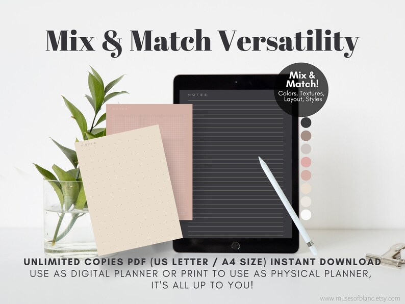 Digital Note Paper, Printable Note Pages Planner Insert, Note Taking Template, Lined Paper, Grid Paper, Dotted Paper, Blank Note Pad, Paper Texture, A4 PDF Digital Download,  Printable Writing Paper, Notes Printable, Lined Notes Pages Inserts, A4 PDF