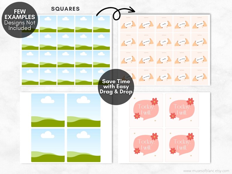 Drag and Drop Affirmation Cards Templates, Custom Blank Cards Templates ...