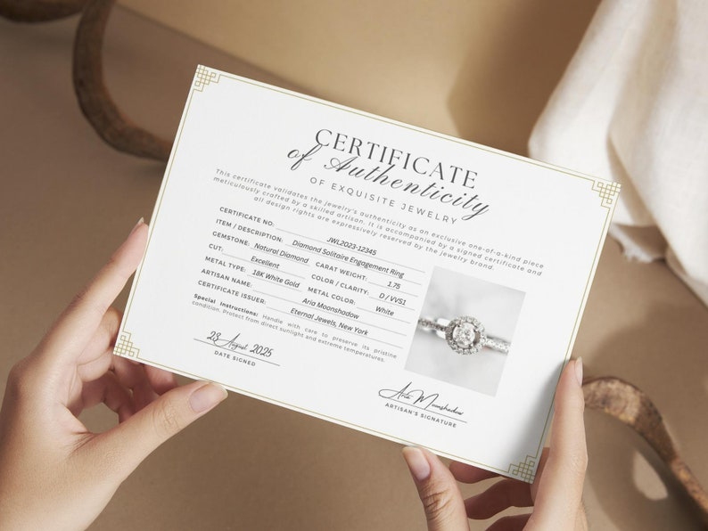 Editable Certificate of Authenticity for Jewelry Template Etsy Editable Certificate of Authenticity for Jewelry Template Etsy