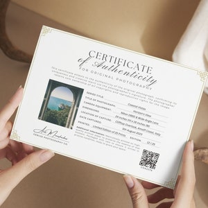 Editable Certificate of Authenticity for Photography Template ...