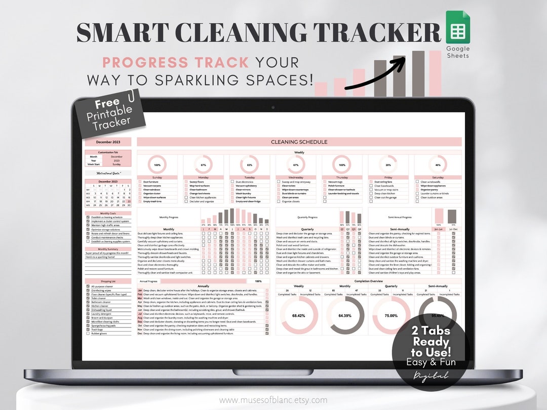 Cleaning Tracker Spreadsheet, Cleaning Schedule Google Sheets, Cleaning ...