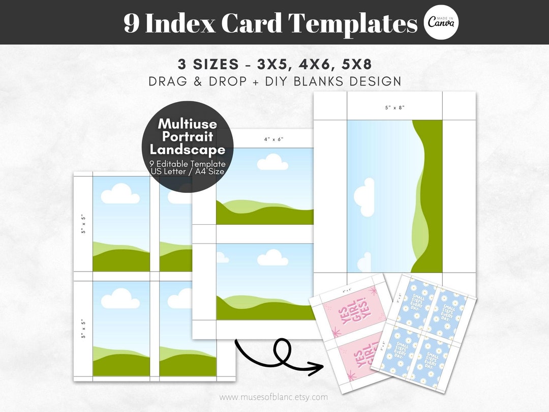 Drag and Drop Index Cards Template, Printable Index Cards, Canva ...