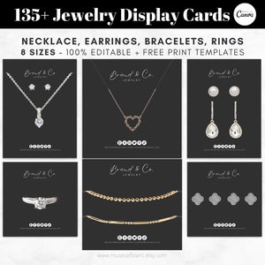 Editable Jewelry Display Cards Templates, Custom Jewelry Cards for Necklace Card, DIY Earring Card, Printable Packaging Label Canva Template