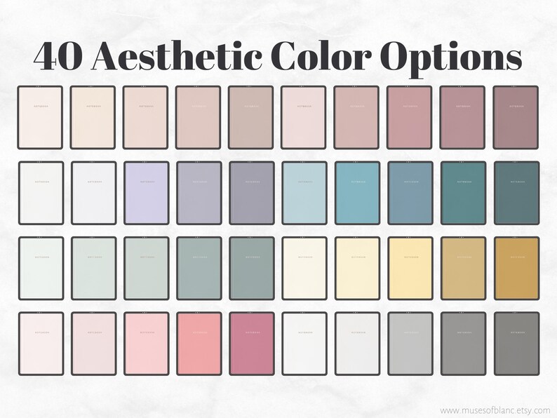 40 Digital Notebook Covers, Digital Planner Covers, Goodnotes, Notability, Noteshelf, Minimalist Aesthetic Pastel Designs, Hard Cover Book Texture - Instant Digital Download, Digital Journal Covers, Planner Bundle, Personal Use, Commercial Use