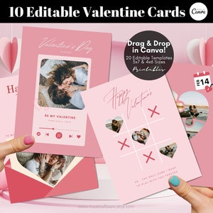 Editable Valentine’s Day Cards Template, Printable Photo Valentines Card, Custom Valentine Greeting Cards Template, Valentine’s Day Gift DIY