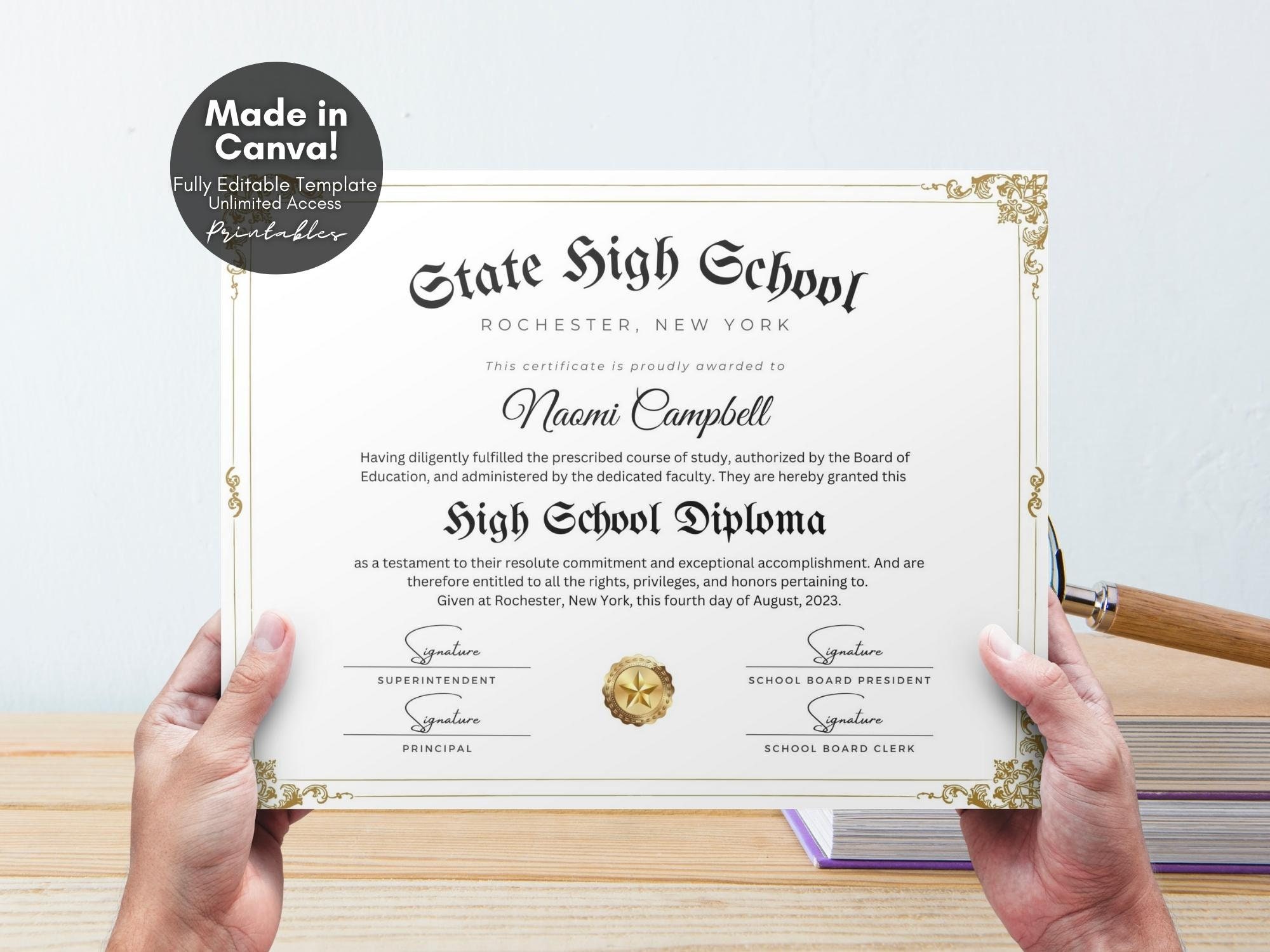 Middle School Diploma Printing - Graduation Ink Diplomas