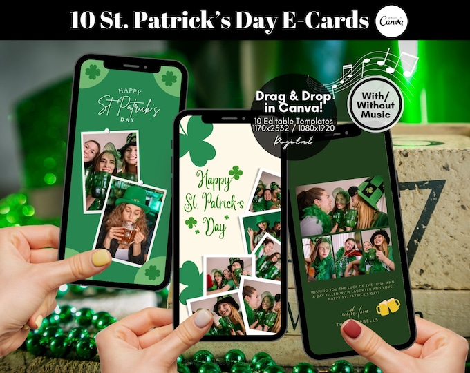 Editable Digital St. Patrick’s Day Cards Template, Animated Saint ...